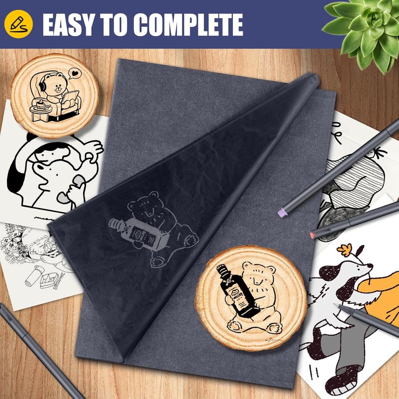 Donyang Carbon Paper for Tracing Transfer-Paper Pad, 30 Pcs Black Graphite Copy Paper for Tracing Drawing Patterns on Wood Projects Canvas Fabric Lettering Sketching Art Supplies, A4 8.3 X 11.8 Inch - Image 4